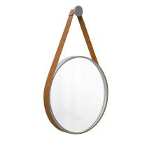 Espelho Decorativo Adnet Cinza Alça material sintético Caramelo 30 cm Redondo Espelho Decorativo Adnet Cinza Alça material sintético Caramelo 30 cm Redondo