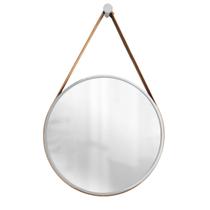 Espelho Decorativo Adnet Cinza Alça material sintético Caramelo 60 cm Redondo