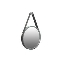 Espelho Decorativo Adnet Cinza Alça material sintético Preta 30Cm