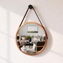 Espelho Decorativo Adnet Grande Com Alça em Material Ecológico 60cm Suporte para Salas Quartos Banheiros
