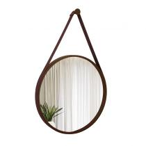 Espelho Decorativo Adnet Marrom Alça material sintético Café 50 cm Redondo