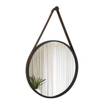 Espelho Decorativo Adnet Preto Alça material sintético Café 60 cm Redondo Espelho Decorativo Adnet Preto Alça material sintético Café 60 cm Redondo
