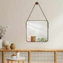 Espelho Decorativo Adnet Quadrado 50cm com Alça e Suporte para Sala Quarto Banheiro