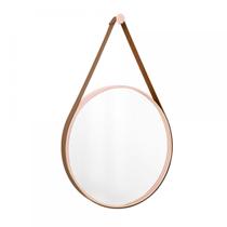 Espelho Decorativo Adnet Rosa Alça material sintético Café 20cm Redondo