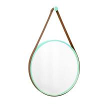 Espelho Decorativo Adnet Verde Alça material sintético Caramelo 50 cm Redondo