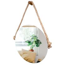Espelho Decorativo Adnet Vintage Alça Sisal Natural 40 cm Redondo