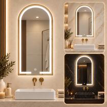Espelho Decorativo Arco Borda Dourada Com Iluminação 50x100cm - Goldenx
