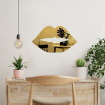 Espelho Decorativo Beijo Dourado