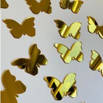 Espelho Decorativo Borboletas 20 peças 6cm Dourado Espelho Decorativo Borboletas 20 peças 6cm Dourado