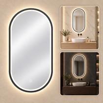 Espelho Decorativo Cápsula Borda Preta Com Iluminação 50x80cm - Goldenx