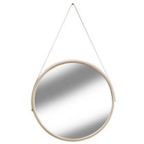 Espelho decorativo - com alça de couro - 33cm ø diâmetro