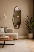 Espelho Decorativo Couro Luxo para Sala Quarto Banheiro Salão Closet