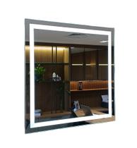 Espelho Decorativo de Luxo 80x80cm Iluminado LED Frio 6000K Touch Screen Jateado Ideal para Banheiro, Sala, Quar Espelho Decorativo de Luxo 80x80cm Iluminado LED Frio 6000K Touch Screen Jateado Ideal para Banheiro, Sala, Quar