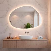 Espelho Decorativo de Parede Orgânico com Led Mod Nuvem 55x75 para Sala Quarto Banheiro Hall