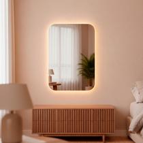 Espelho Decorativo de Parede Orgânico com Led Mod Retangular 55x75 para Sala Quarto Banheiro Hall