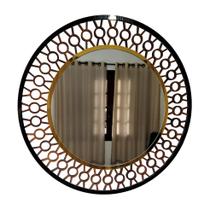 Espelho decorativo de parede redondo com moldura Premium Atenas Imbuia Espelho decorativo de parede redondo com moldura Premium Atenas Imbuia