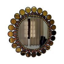 Espelho decorativo de parede redondo com moldura Premium Nafplio Dourado Espelho decorativo de parede redondo com moldura Premium Nafplio Dourado