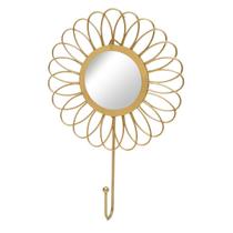 Espelho Decorativo Dourado De Parede Em Forma De Flor Com Gancho