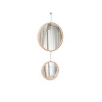 Espelho Decorativo Duplo Rosa Alça Corrente 30 cm 20 cm Redondo