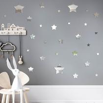 Espelho Decorativo Estrelas Prata