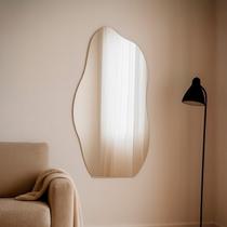 Espelho Decorativo Flame Orgânico Lapidado 55x75cm Moderno Grande de Parede com Suporte