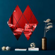 Espelho Decorativo Formas Geométricas Vermelho