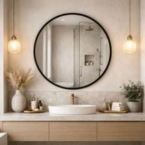 Espelho Decorativo Grande com Moldura Redondo 80cm Sala Quarto Banheiro Hall Pinterest Blogueira Espelho Decorativo Grande com Moldura Redondo 80cm Sala Quarto Banheiro Hall Pinterest Blogueira