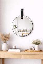 Espelho Decorativo Grande de Parede Redondo Slim com Alça em Material Sintético 55cm Suporte Espelho Decorativo Grande de Parede Redondo Slim com Alça em Material Sintético 55cm Suporte