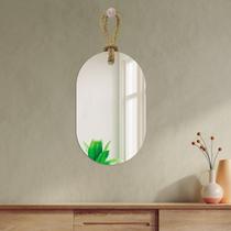 Espelho Decorativo Hole Alça Sisal Natural Oblongo In House Decor