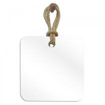 Espelho Decorativo Hole Alça Sisal Natural Quadrado In House Decor Bege Incolor
