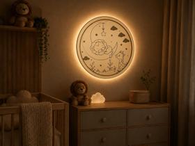Espelho Decorativo Infantil Redondo com LED Safari 40cm com luz noturna - Espelho Decorativo Infantil Redondo com LED Safari 40cm com luz noturna -