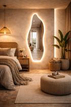 Espelho Decorativo Linha Fit com LED Bivolt Sofisticação Para Seu Ambiente Sala Salão Banheiro Quarto