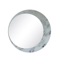 Espelho Decorativo Luna Mármore Branco 60Cm Redondo Lateral