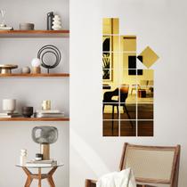 Espelho Decorativo Mosaico Quadrado Dourado