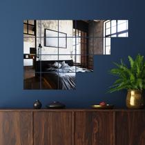 Espelho Decorativo Mosaico Quadrado Prata Espelho Decorativo Mosaico Quadrado Prata