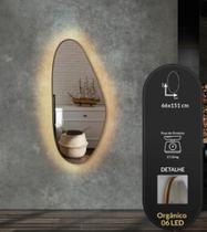 Espelho Decorativo Orgânico 06 Borda em Couro com Led Espelho Decorativo Orgânico 06 Borda em Couro com Led