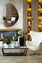 Espelho Decorativo Organico 100X70 Com Borda Moldura Em Lamina De Madeira Grande