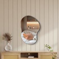 Espelho Decorativo Orgânico 60x40cm em Vidro Lapidado Fita Dupla Face Fácil Aplicação Cloud