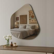 Espelho Decorativo Orgânico 60x40cm em Vidro Lapidado Fita Dupla Face Fácil Aplicação Geller