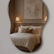 Espelho Decorativo Orgânico 70x50cm em Vidro Lapidado com Suporte de Fixação Cloud Espelho Decorativo Orgânico 70x50cm em Vidro Lapidado com Suporte de Fixação Cloud