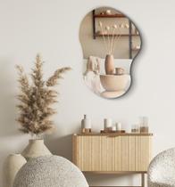 Espelho Decorativo Orgânico 70x50cm em Vidro Lapidado Fita Dupla Face Fácil Aplicação Cloud Espelho Decorativo Orgânico 70x50cm em Vidro Lapidado Fita Dupla Face Fácil Aplicação Cloud