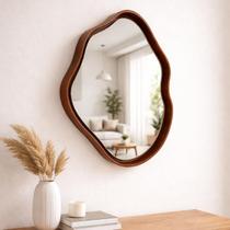 Espelho Decorativo Orgânico Amadeirado Natural Pequeno 36x27x4 Espelho Decorativo Orgânico Amadeirado Natural Pequeno 36x27x4
