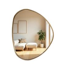 Espelho Decorativo Organico Com Borda Em Lamina De Madeira M