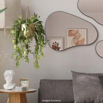 Espelho Decorativo Orgânico com Painel 80cm MDF Preto