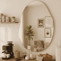 Espelho Decorativo Orgânico Lapidado Polido Parede Quarto Banheiro Sala Sem Moldura Design Moderno Minimalista Sofisticado Espelho Decorativo Orgânico Lapidado Polido Parede Quarto Banheiro Sala Sem Moldura Design Moderno Minimalista Sofisticado