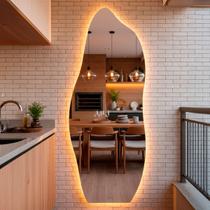 Espelho Decorativo Orgânico Led 170x70 Suporte de Parede Flame Para Sala Quarto Banheiro Escritório