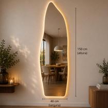Espelho Decorativo Orgânico Magnus 150cm com Iluminação LED Integrada e Sensor Touch, 3 Cores de Luz Ajustáveis