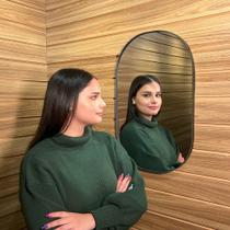 Espelho Decorativo Oval 60x40 Cápsula de Parede para Sala Lavabo Hall Escritório