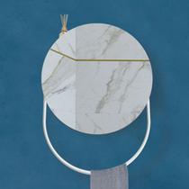 Espelho Decorativo Pratic Circle Redondo 65x55cm Branco - In House Decor