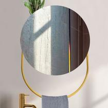 Espelho Decorativo Pratic Circle Redondo 65x55cm Dourado - In House Decor